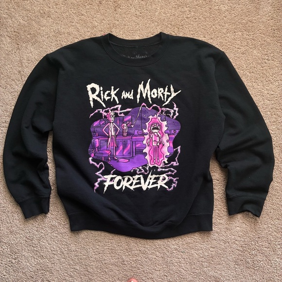 Rick and Morty Black Crewneck Sweater - Picture 1 of 7
